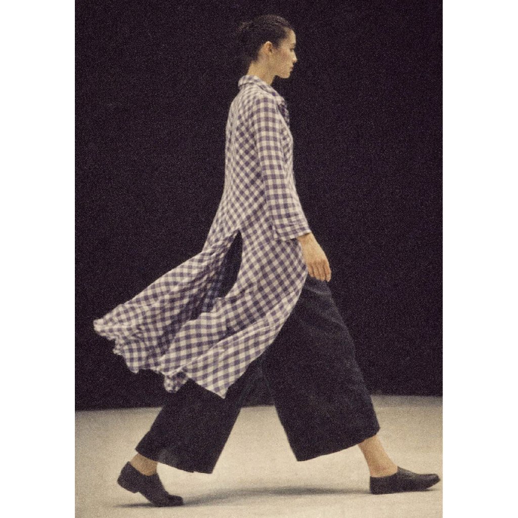 Comme Des Garcons 1998 Robe De Chambre Purple Gingham Shirttail Over Dress